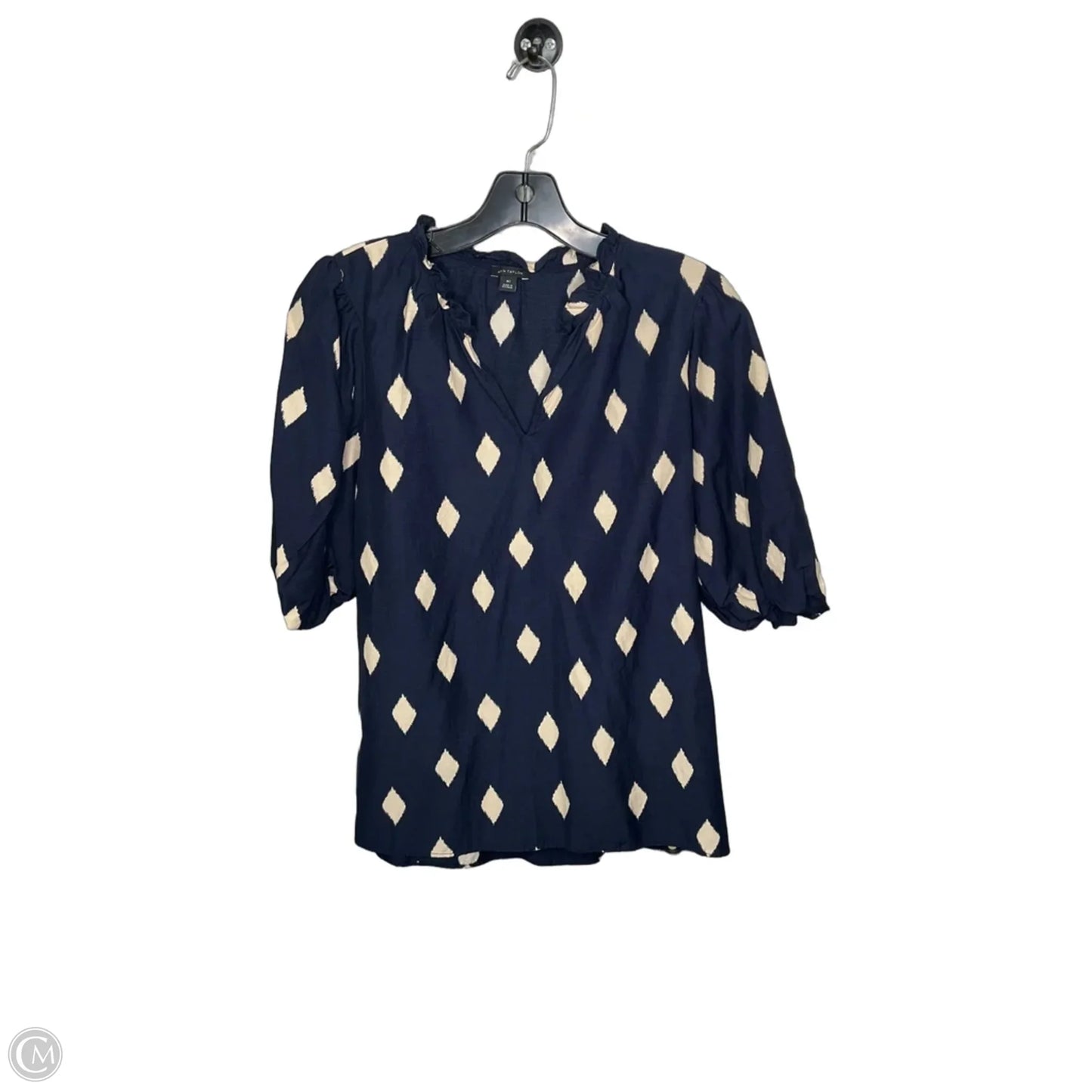 Top Short Sleeve By Ann Taylor In Navy, Size: M