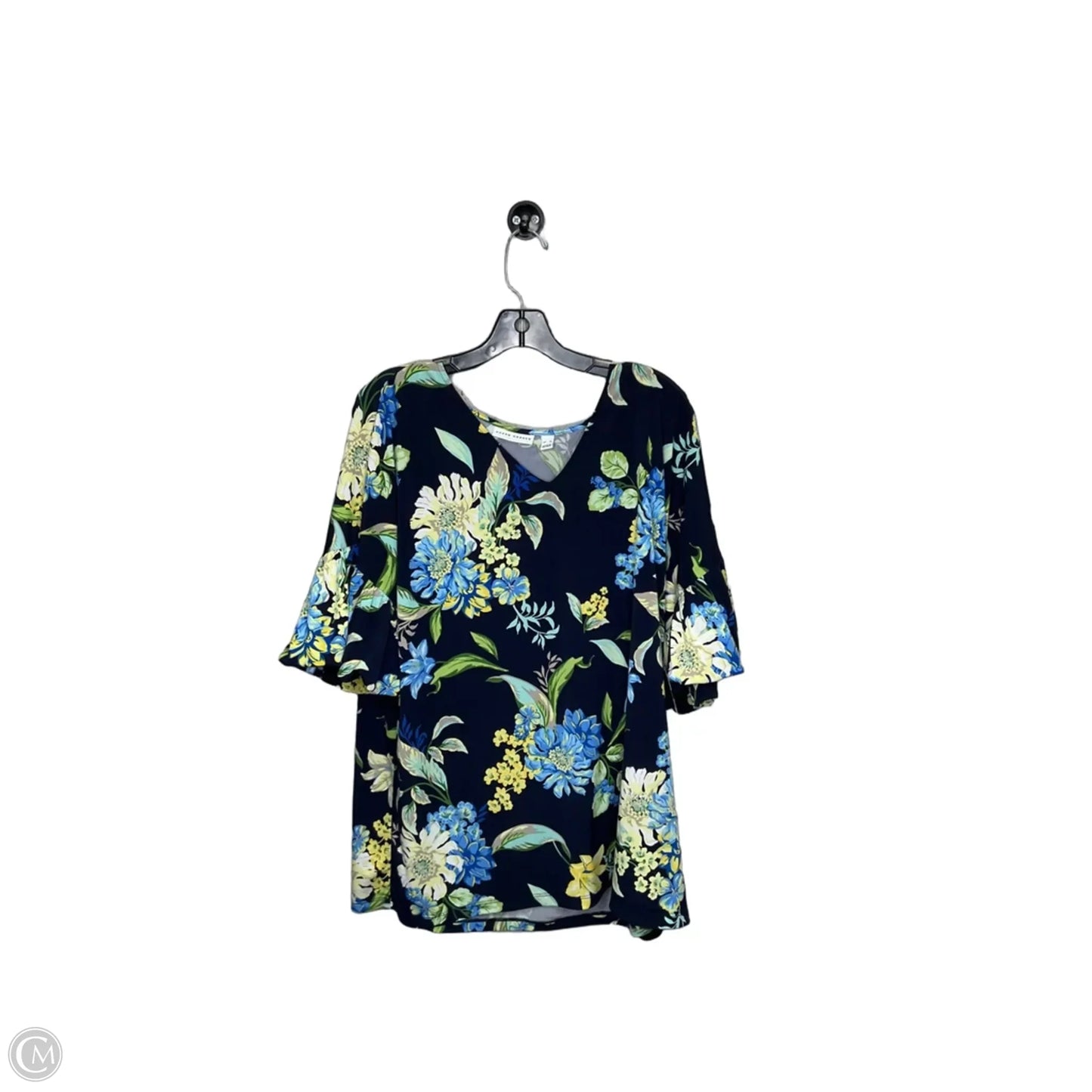 Top Short Sleeve By Susan Graver In Navy, Size: Xl