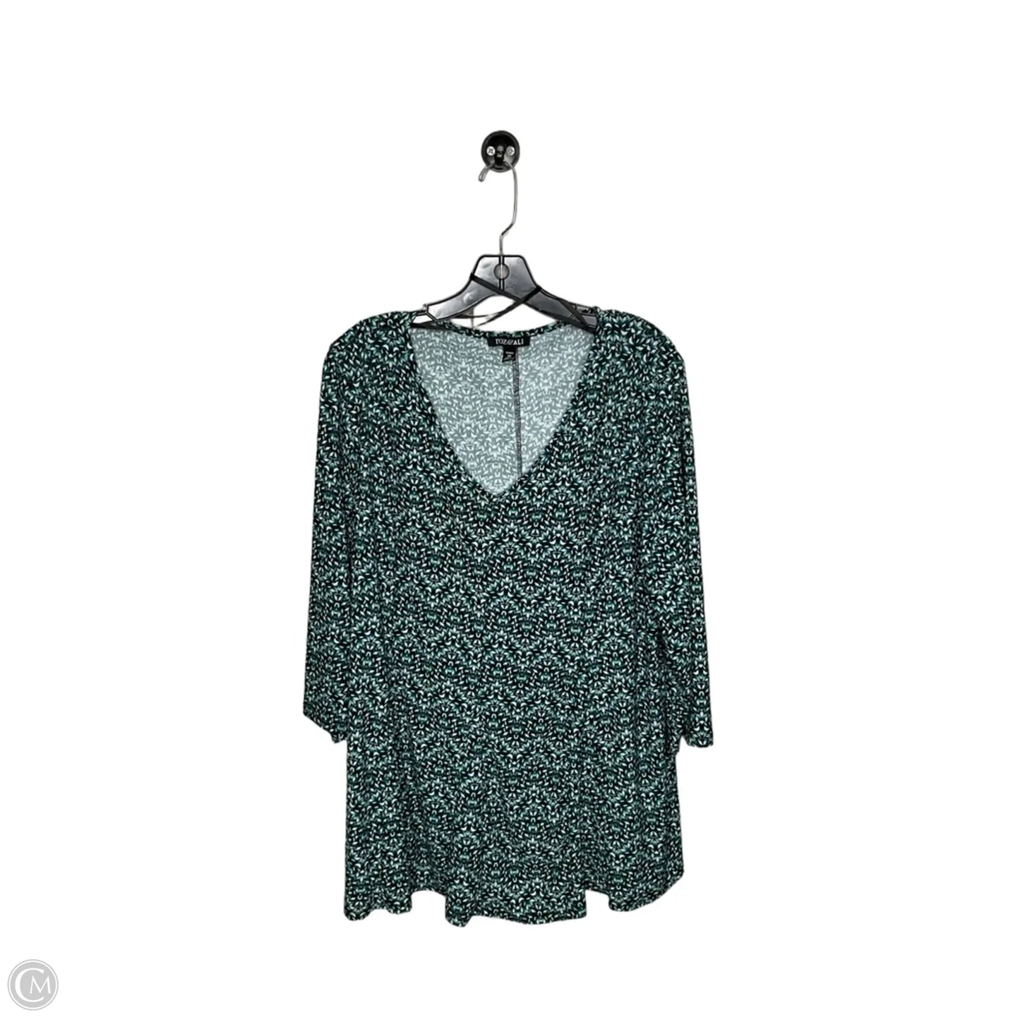 Top Short Sleeve By Roz And Ali In Green, Size: 2x