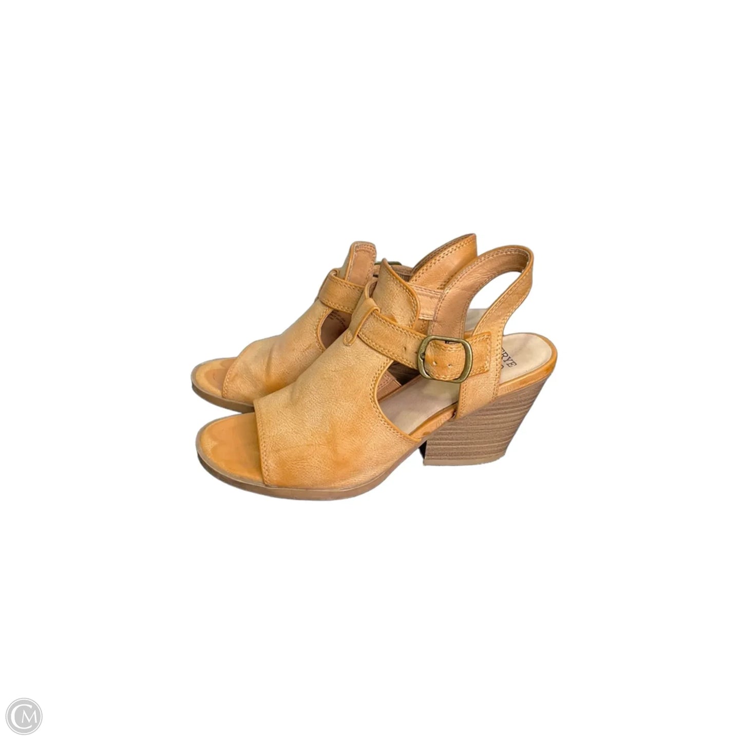 Sandals Heels Block By Frye And Co In Tan, Size: 6.5