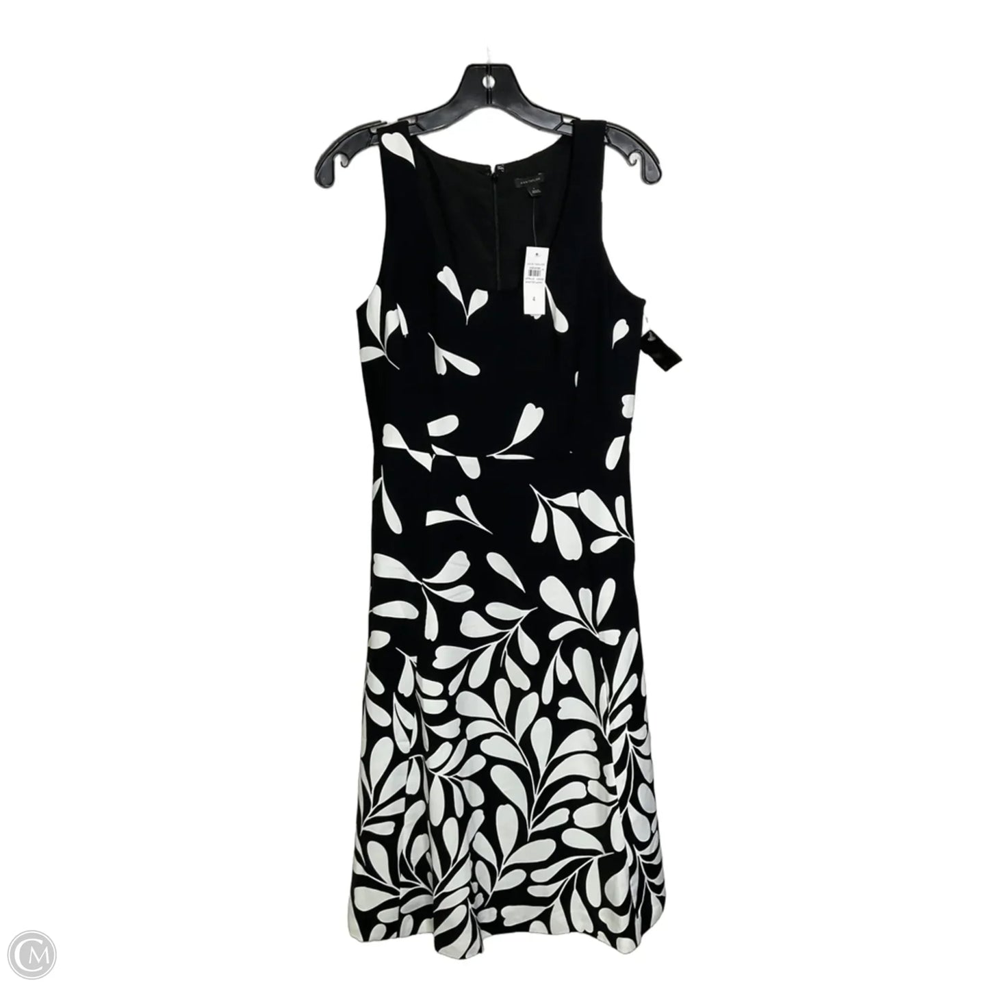 Dress Casual Midi By Ann Taylor In Black & White, Size: 4