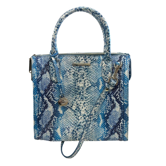 Handbag Designer By Brahmin In Blue & White, Size:Medium