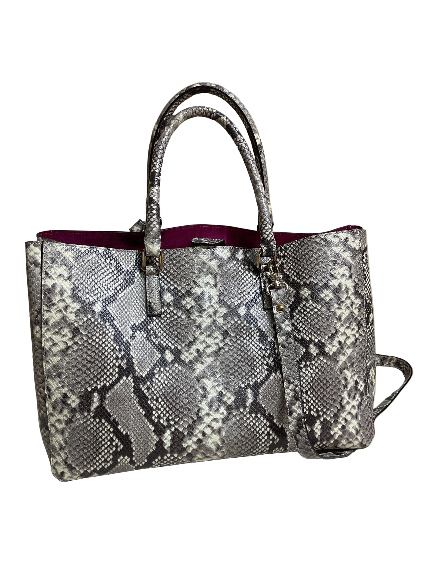 Handbag Leather By Cmb In Snakeskin Print, Size:Large