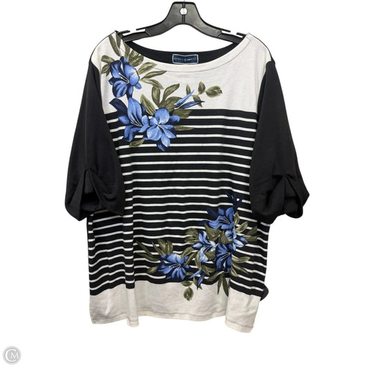 Top Short Sleeve By Karen Scott In Black & White, Size: 2x