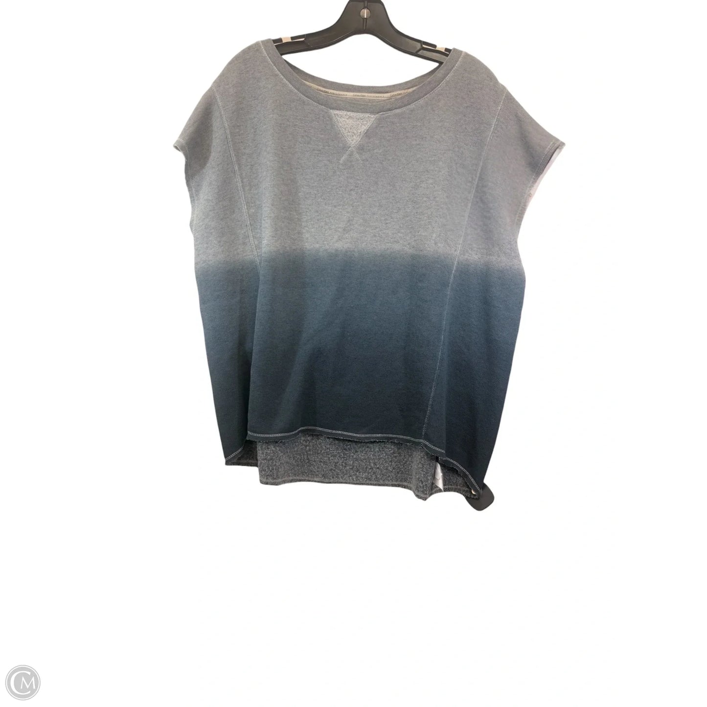 Athletic Top Short Sleeve By Calvin Klein Performance In Blue & Grey, Size: L