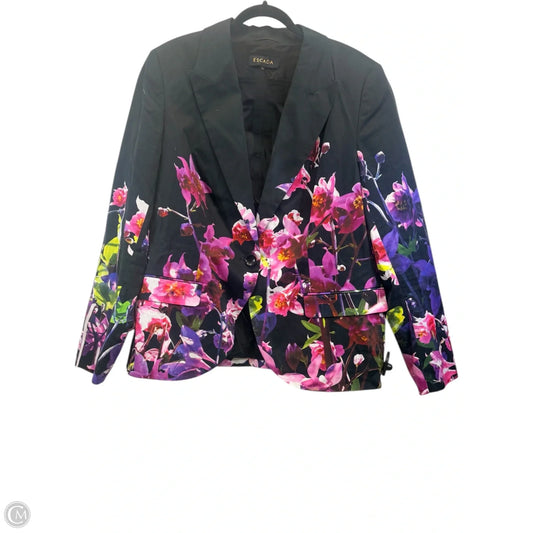 Blazer Designer By Escada In Floral Print, Size: L