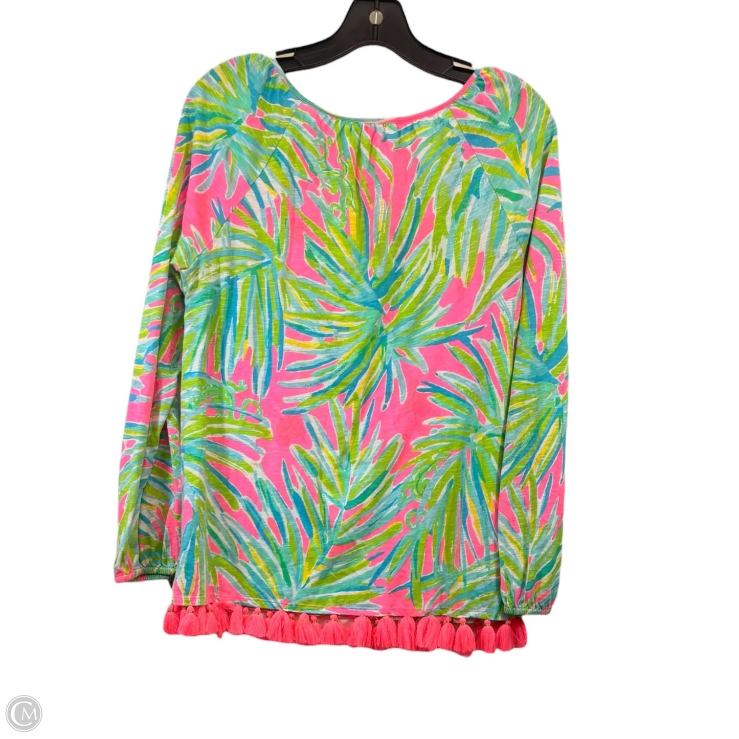 Top Long Sleeve Designer By Lilly Pulitzer In Green & Pink, Size: Xs
