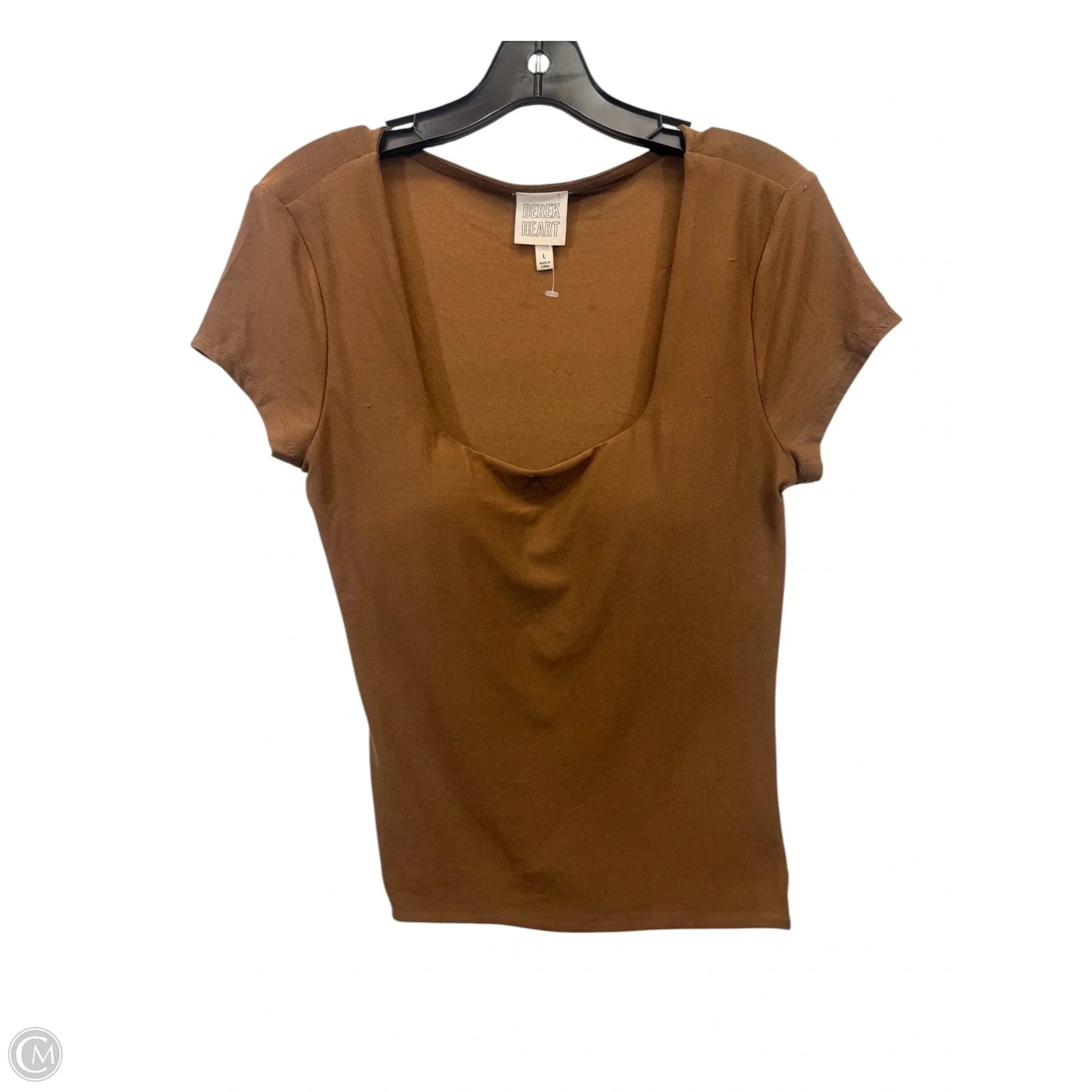 Top Short Sleeve By Derek Heart In Brown, Size: L
