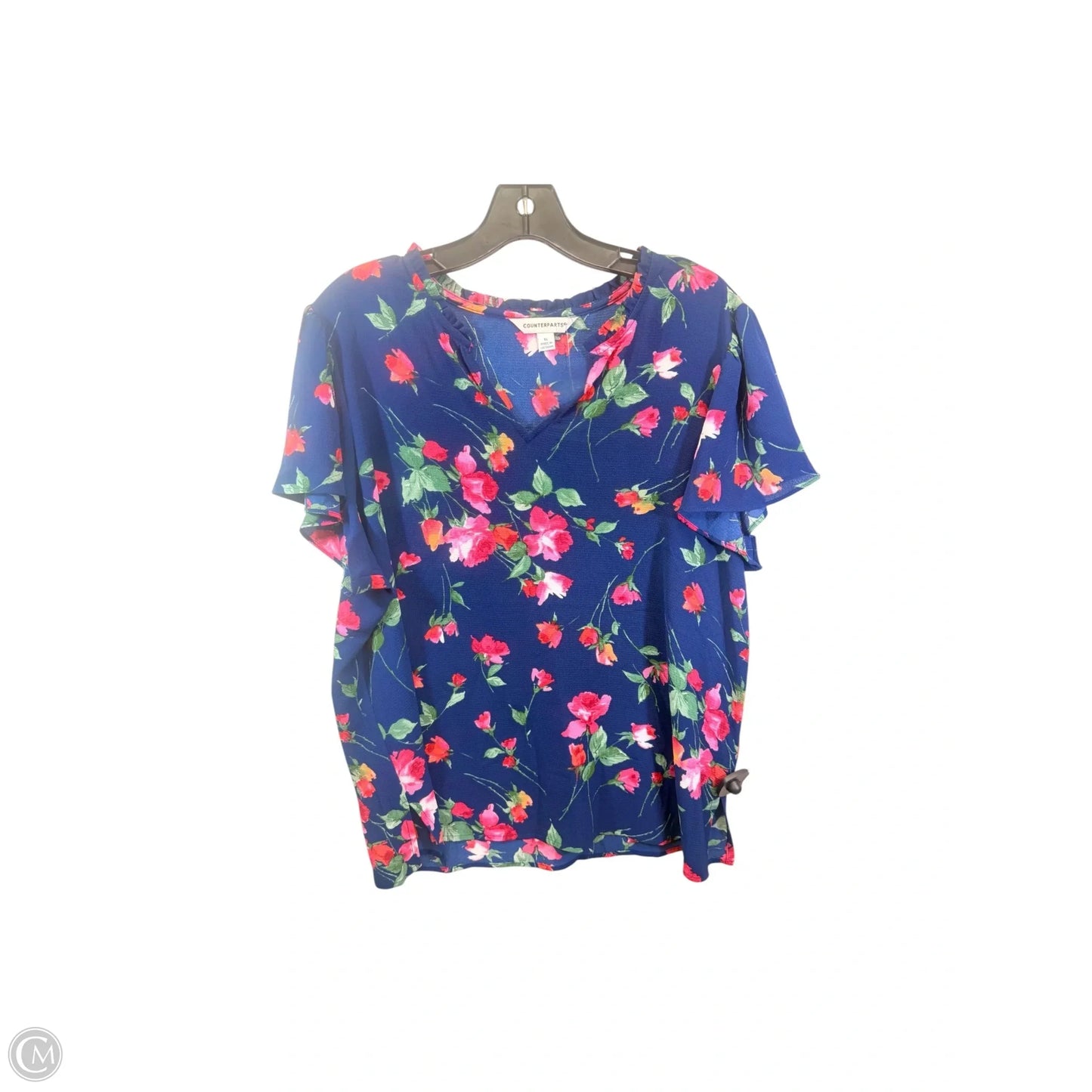 Top Short Sleeve By Counterparts In Floral Print, Size: Xl