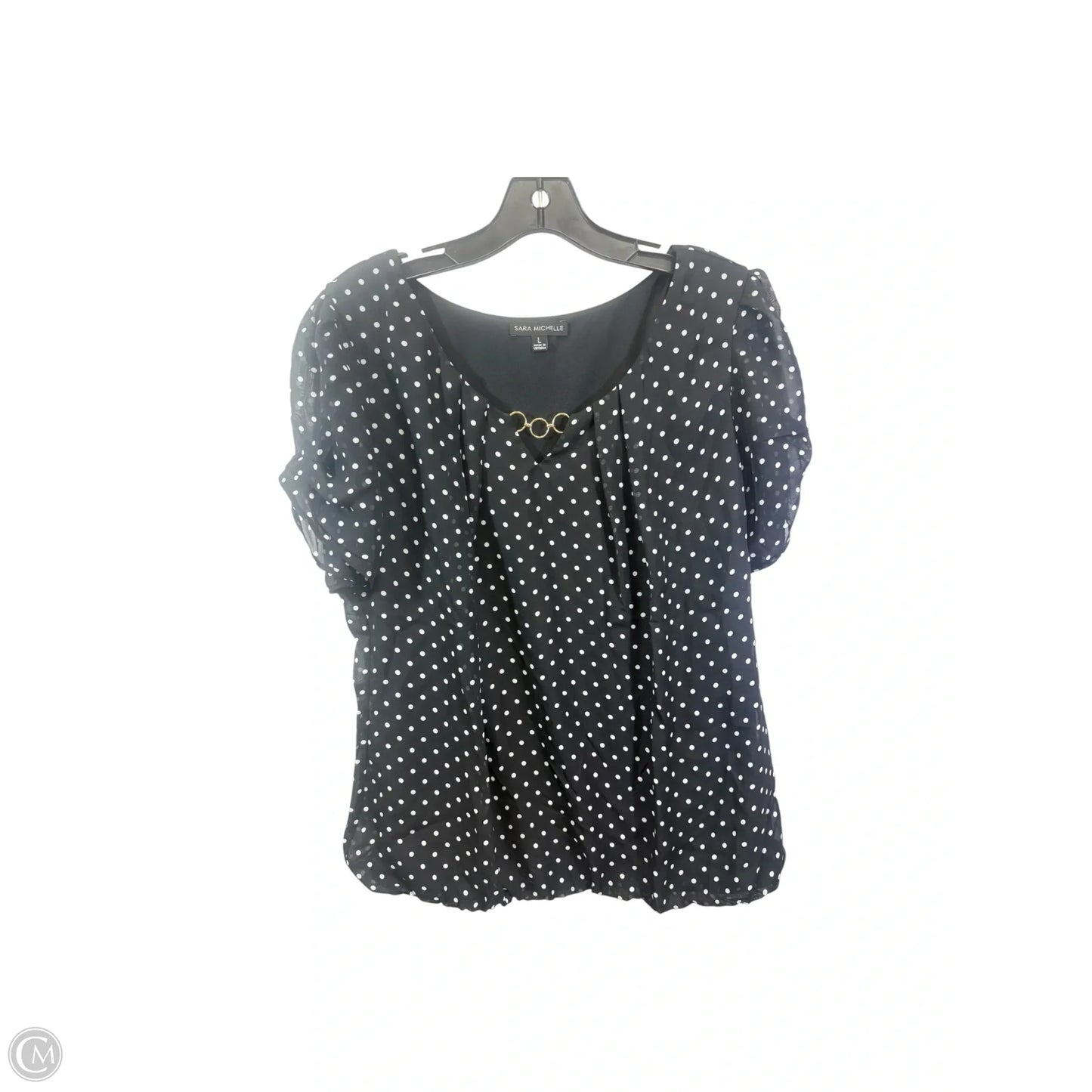Top Short Sleeve By Sara Michelle In Black & White, Size: L