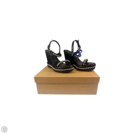 Shoes Luxury Designer By Christian Louboutin In Black & Silver, Size: 7