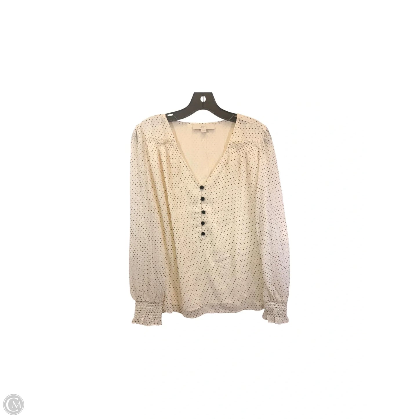 Top Long Sleeve By Loft In Black & Cream, Size: M