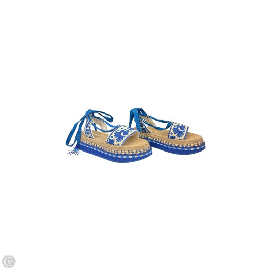 Sandals Heels Platform By Farm Rio In Blue & White, Size: 10