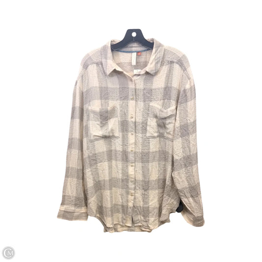 Top Long Sleeve By Pilcro In Grey & Tan, Size: Xl