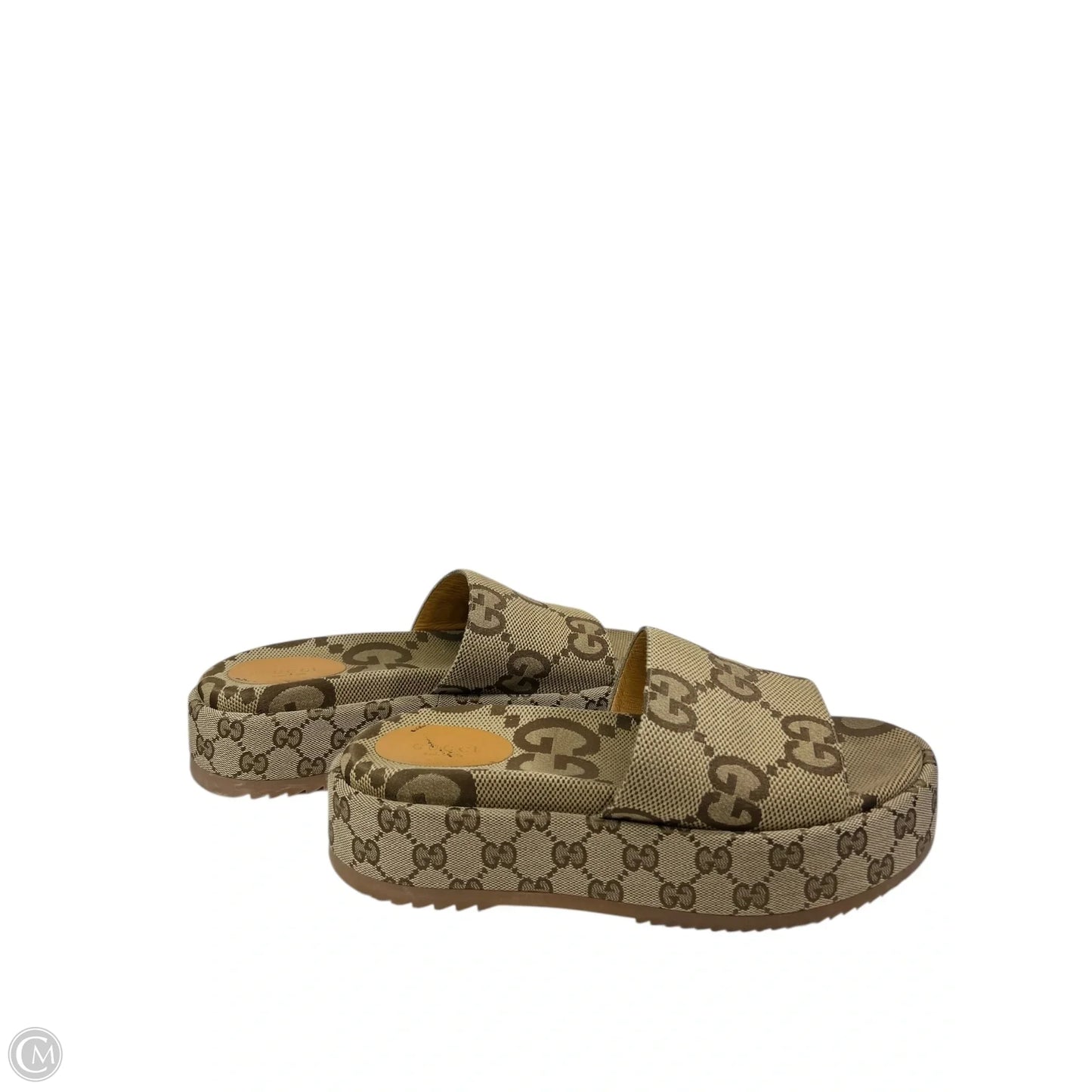 Shoes Luxury Designer By Gucci In Brown, Size: 12