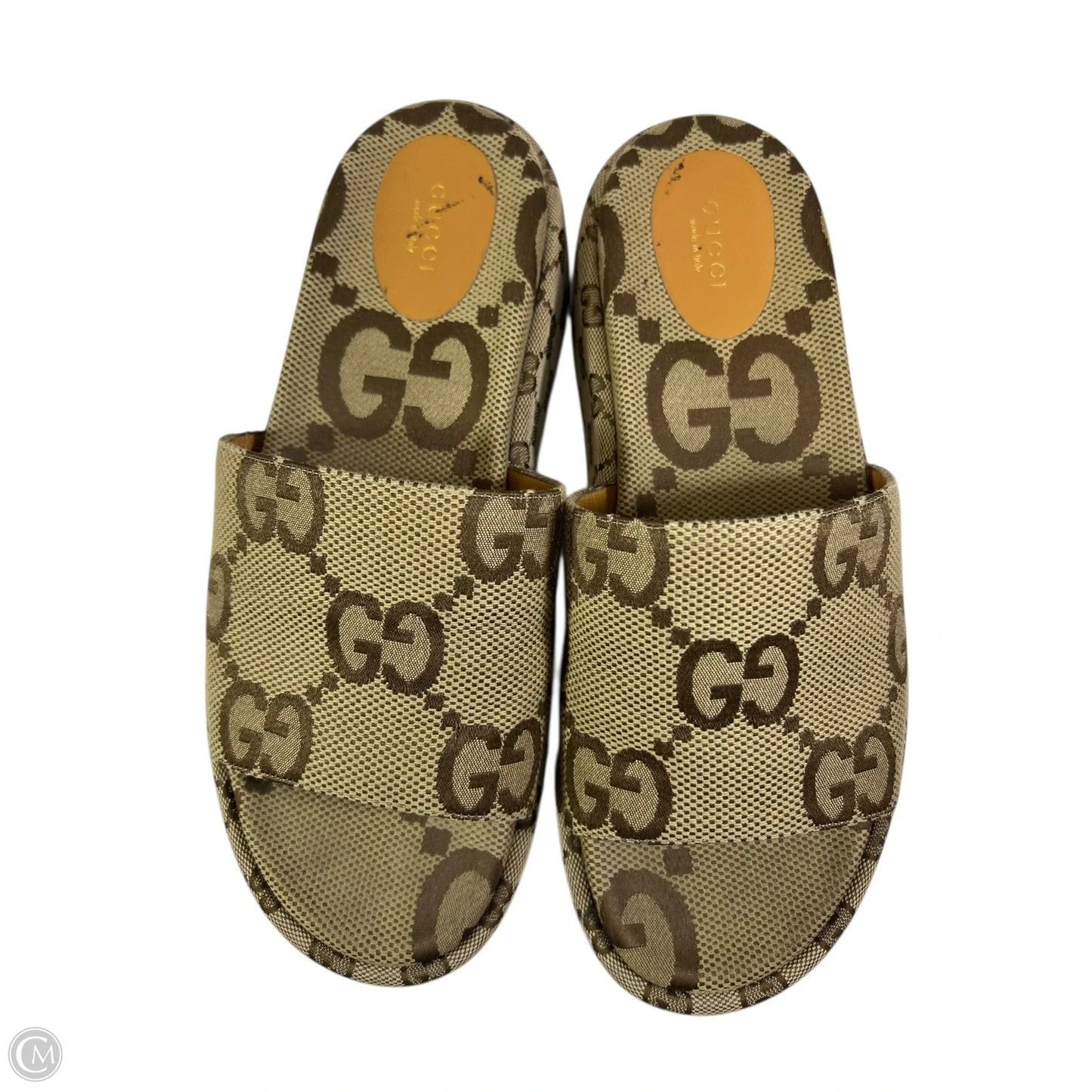 Shoes Luxury Designer By Gucci In Brown, Size: 12