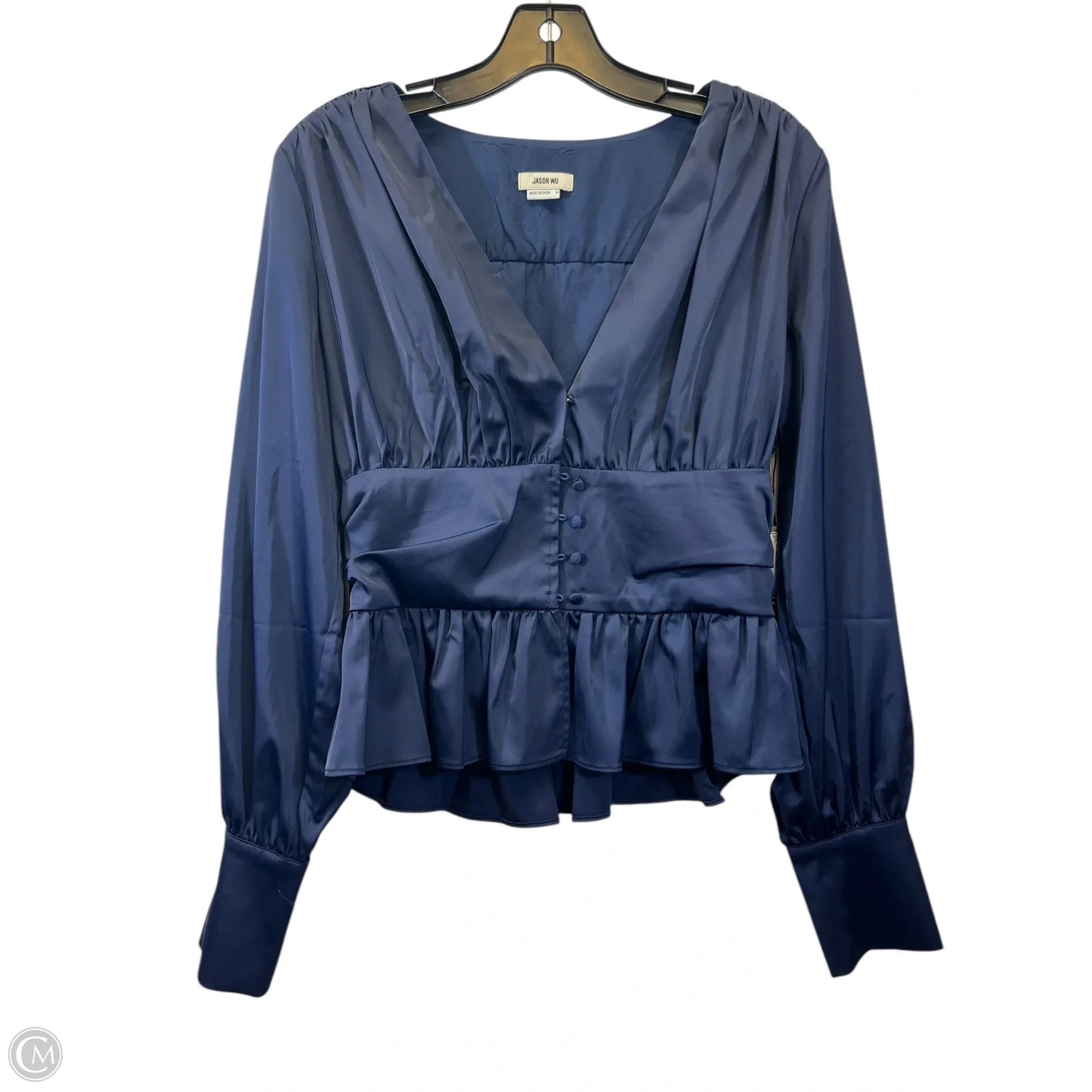 Top Long Sleeve Designer By Jason Wu In Navy, Size: M