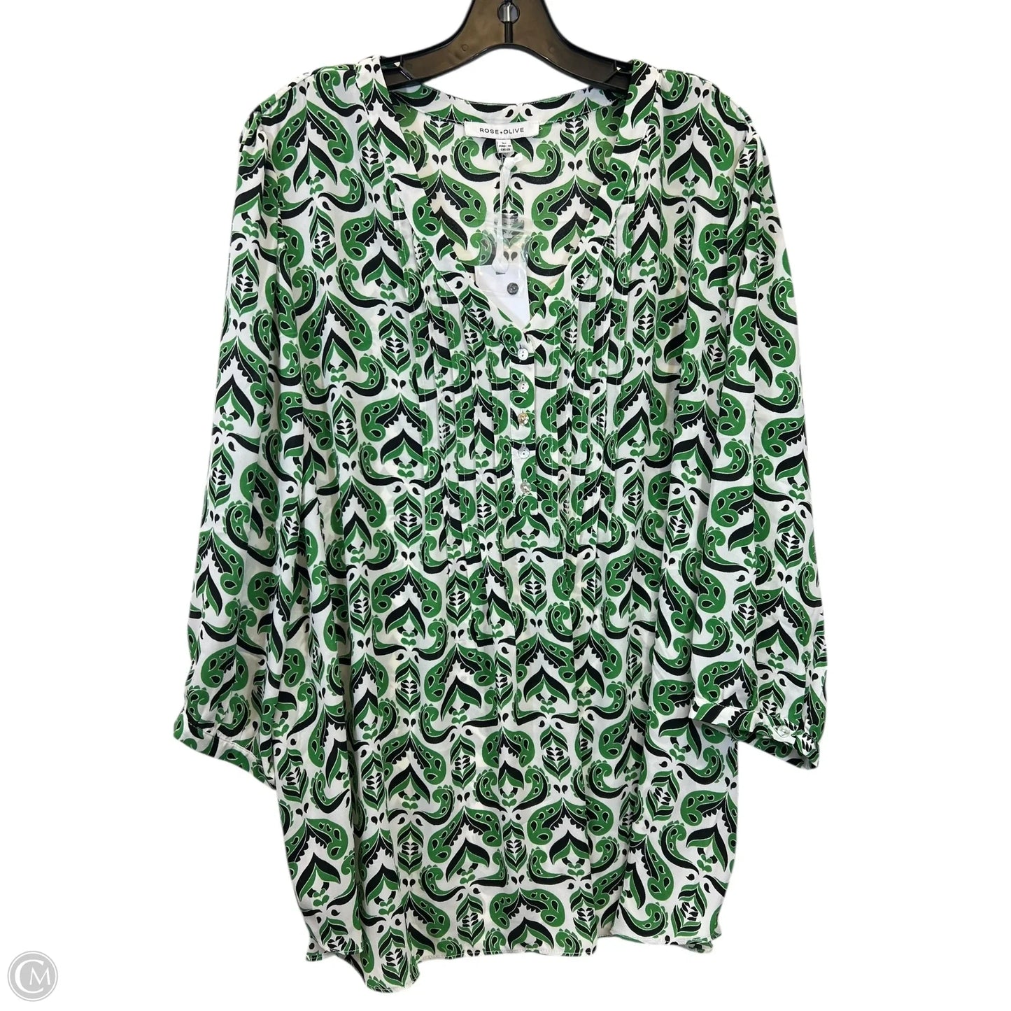 Top Short Sleeve By Rose And Olive In Black & Green, Size: 3x