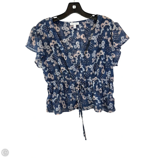 Top Short Sleeve By About A Girl In Blue & Pink, Size: L