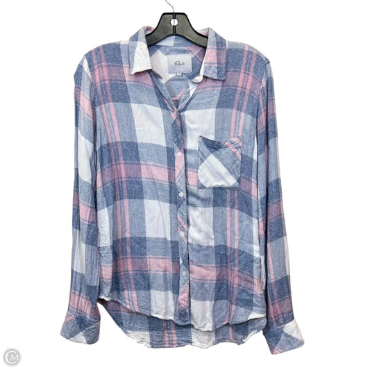 Top Long Sleeve Designer By Rails In Blue & Pink, Size: S