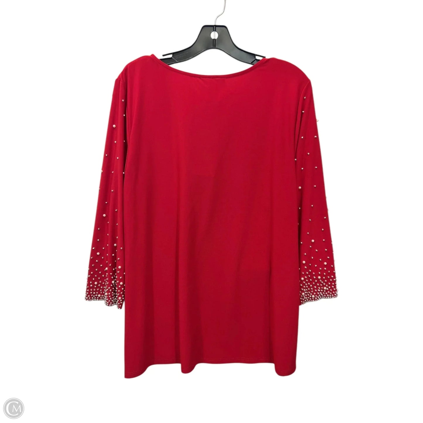 Top 3/4 Sleeve By Msk In Red & Silver, Size: Xl