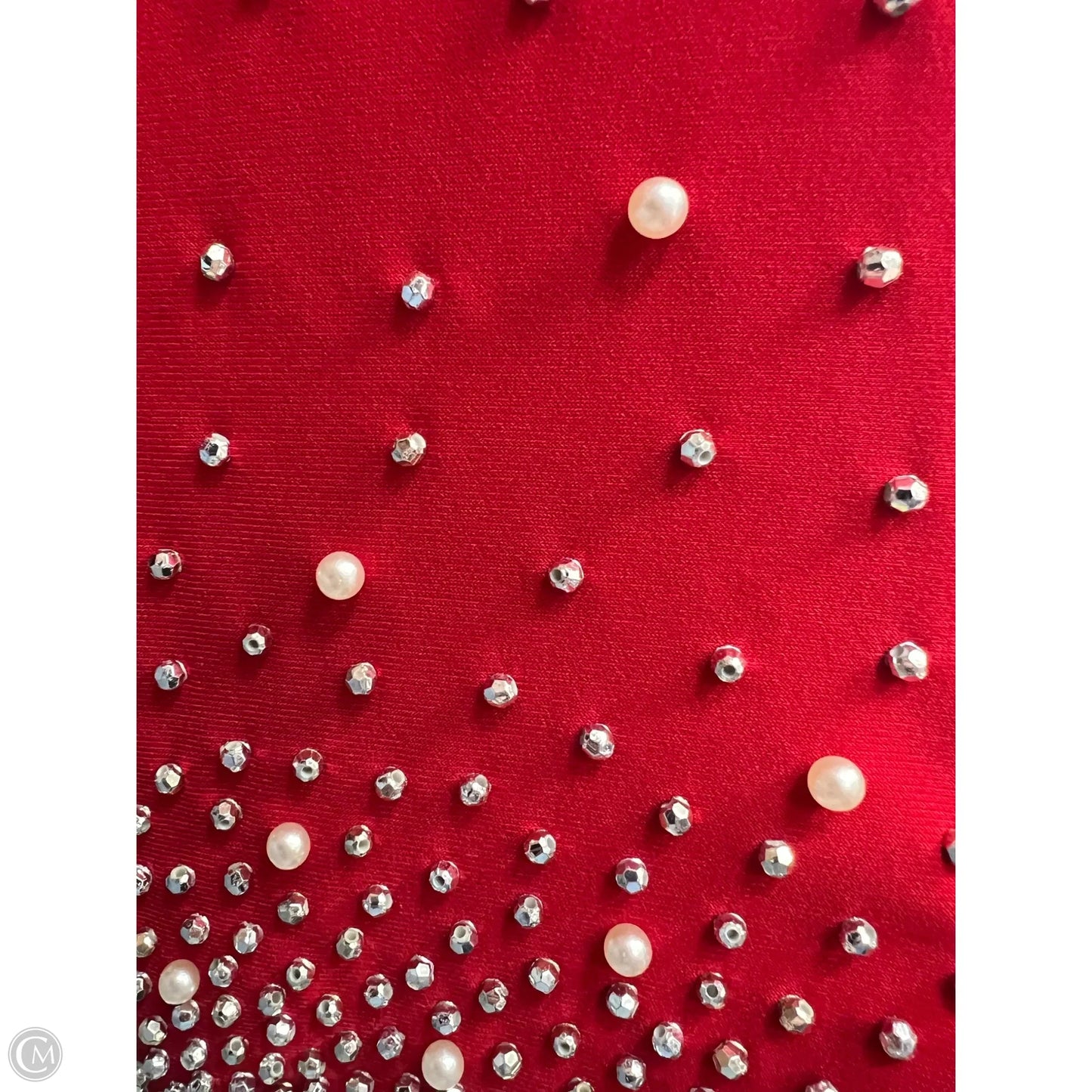 Top 3/4 Sleeve By Msk In Red & Silver, Size: Xl