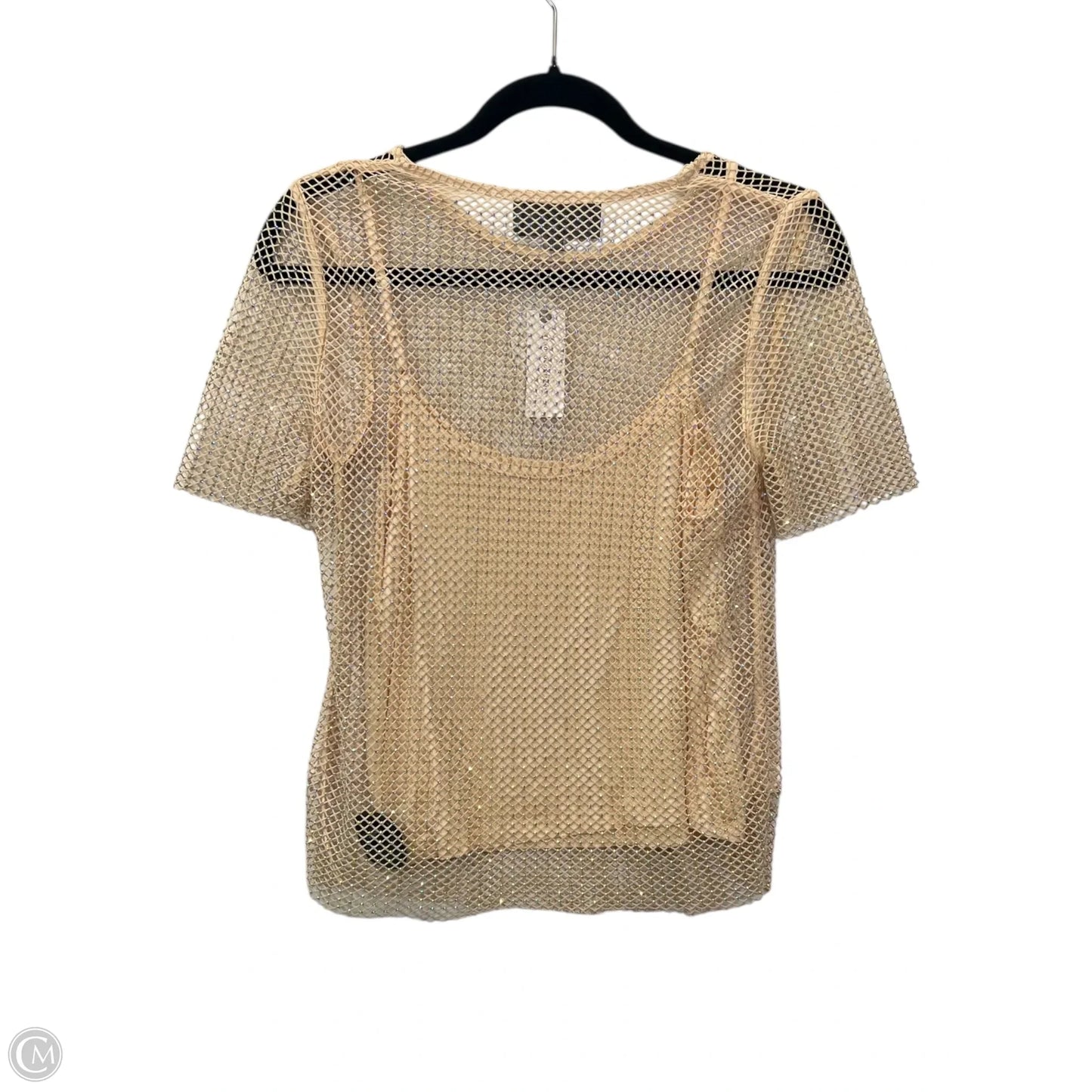 Top Short Sleeve Designer By Anthropologie In Gold, Size: Xs