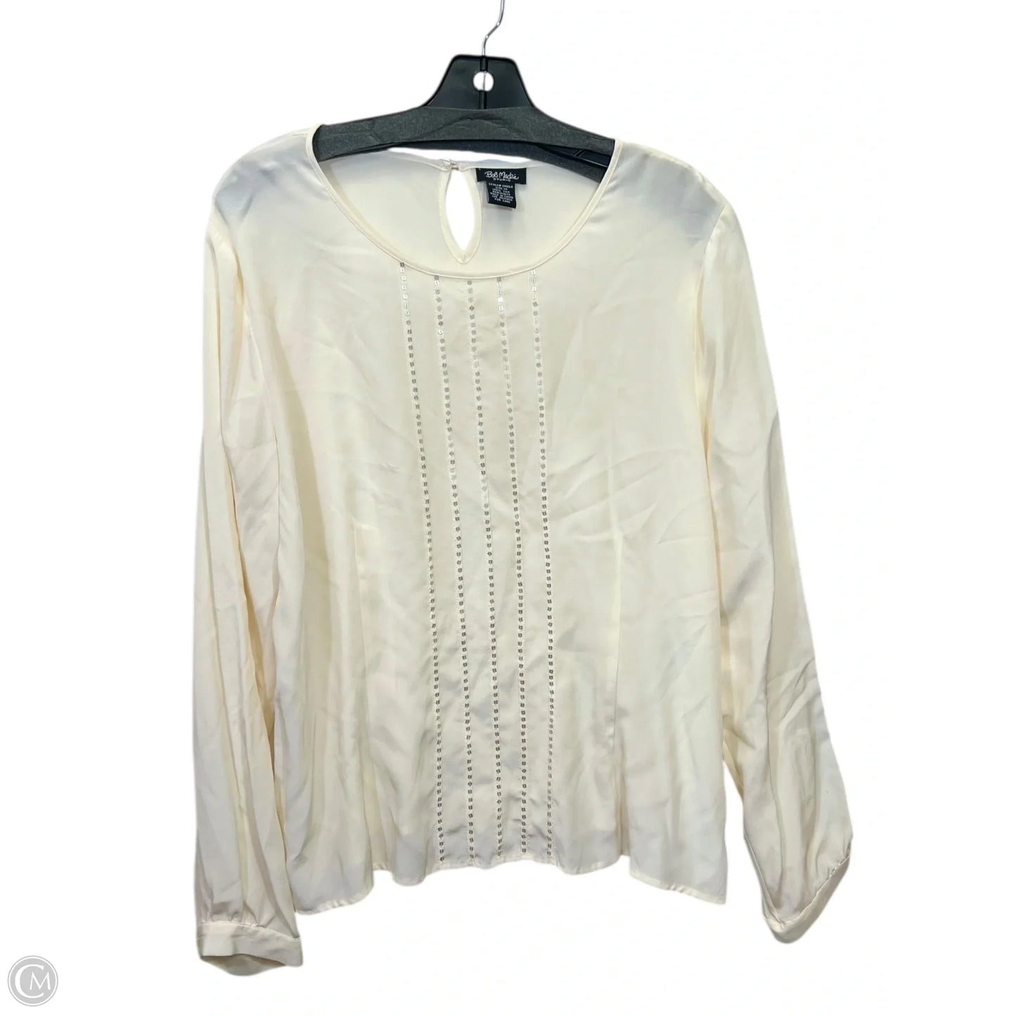 Top Long Sleeve By Bob Mackie Qvc In Cream, Size: Xl
