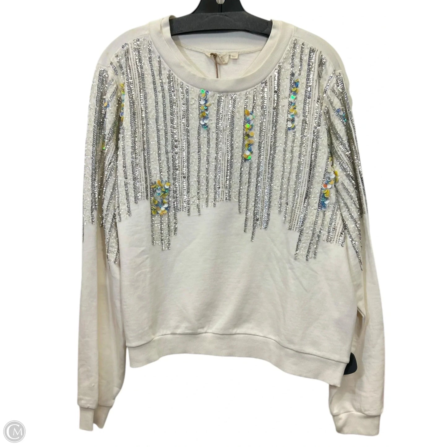 Sweatshirt Designer By Let Me Be In Silver & Tan, Size: Xl