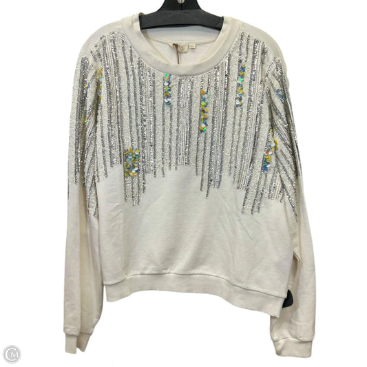 Sweatshirt Designer By Let Me Be In Silver & Tan, Size: Xl