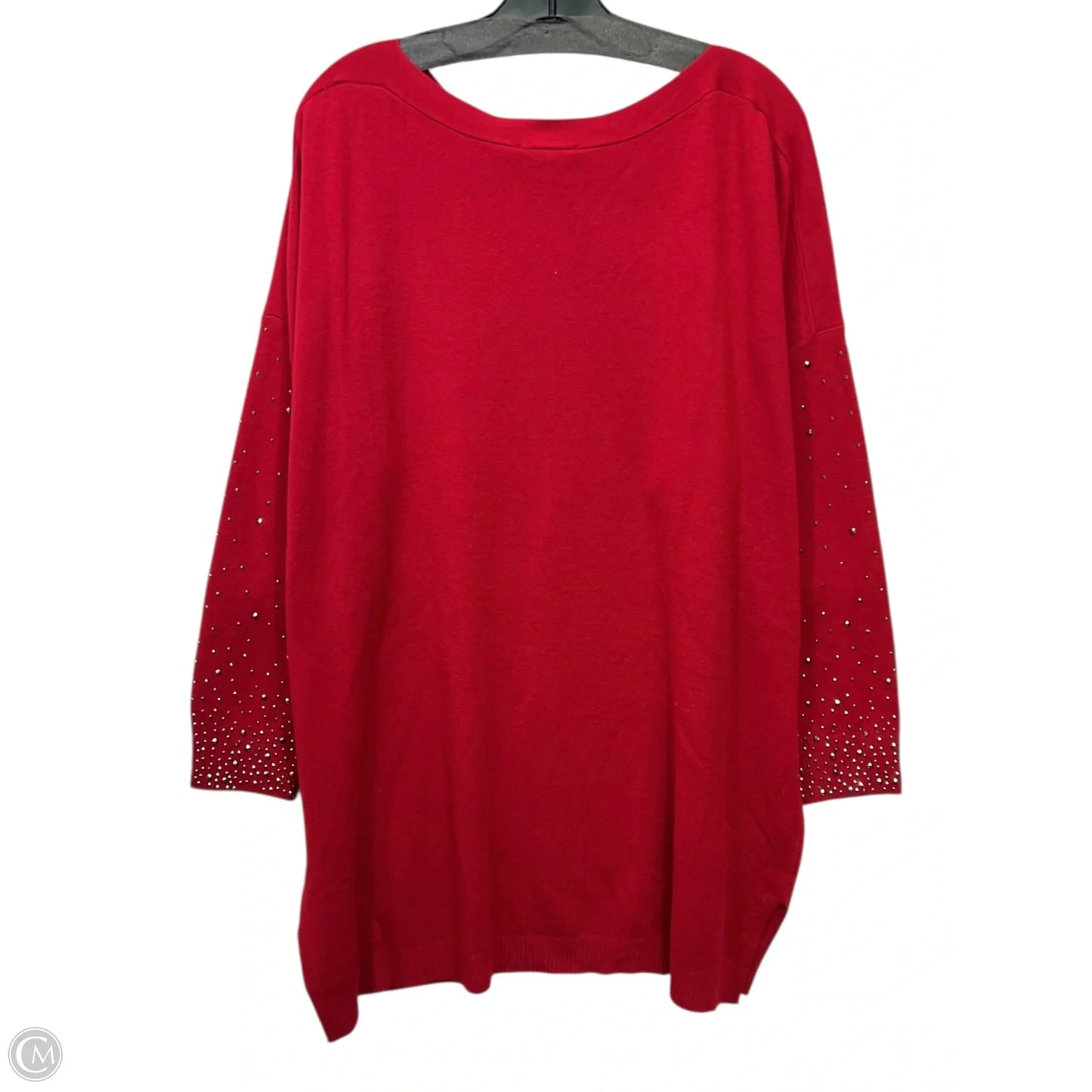 Sweater By Vila Milano In Red & Silver, Size: 1x
