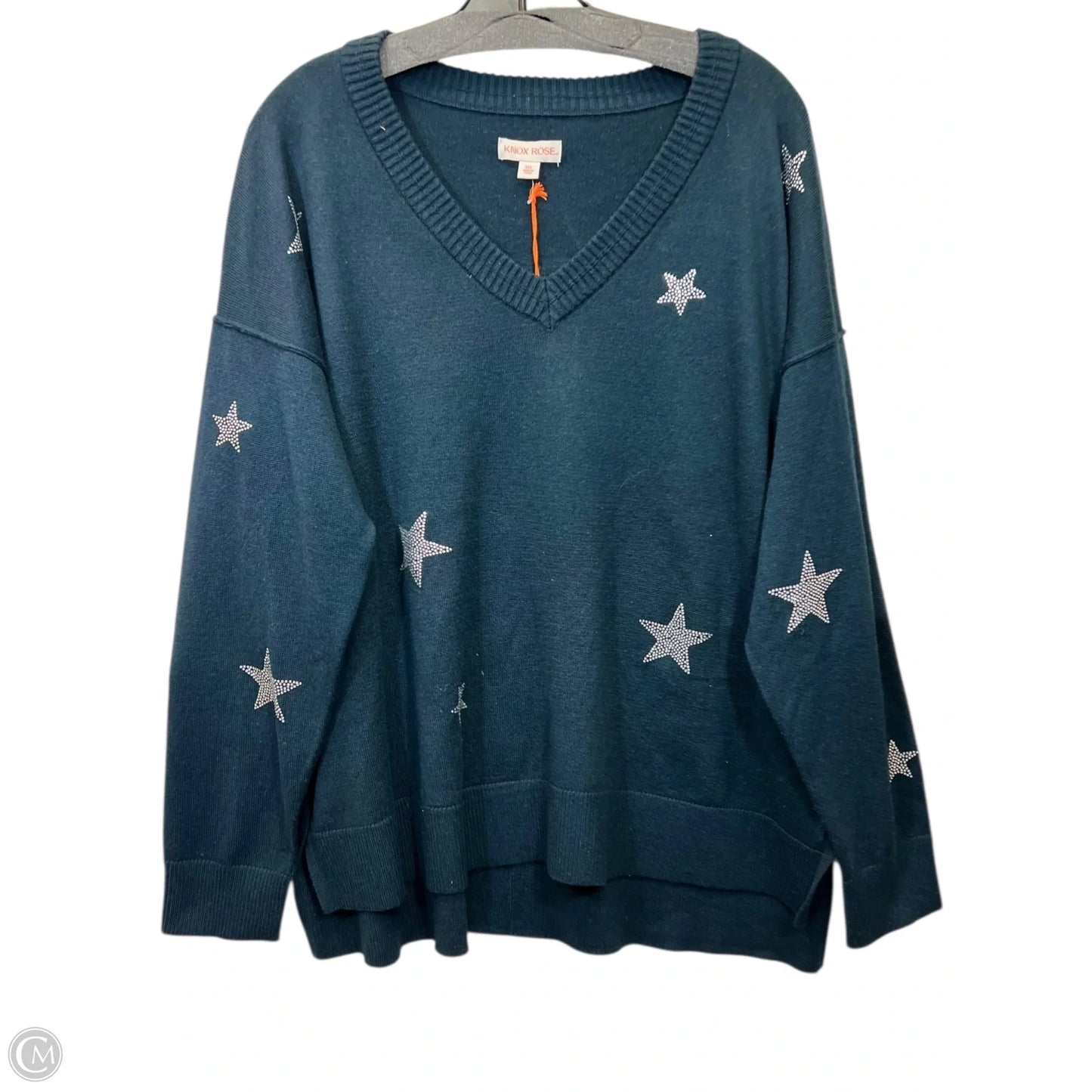 Sweater By Knox Rose In Blue & Silver, Size: Xxl