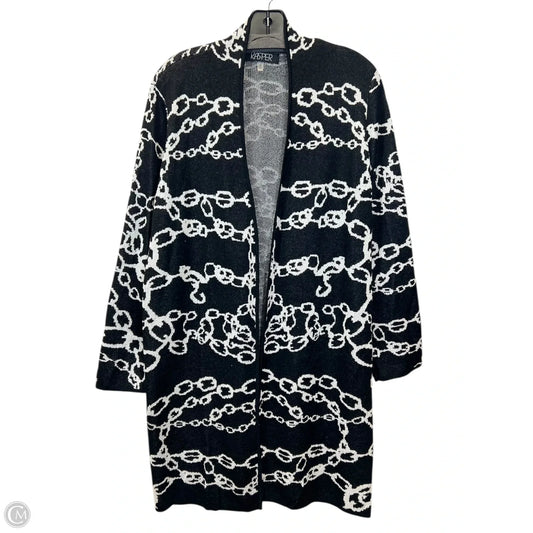 Sweater Cardigan By Kasper In Black & White, Size: Xl