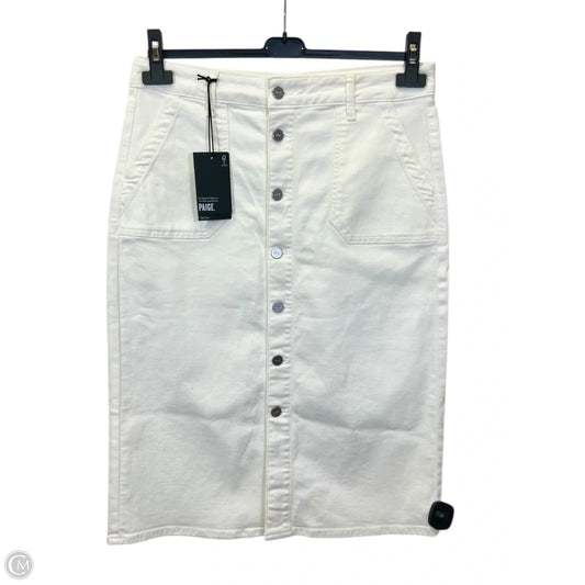 Skirt Designer By Paige In White Denim, Size: 8
