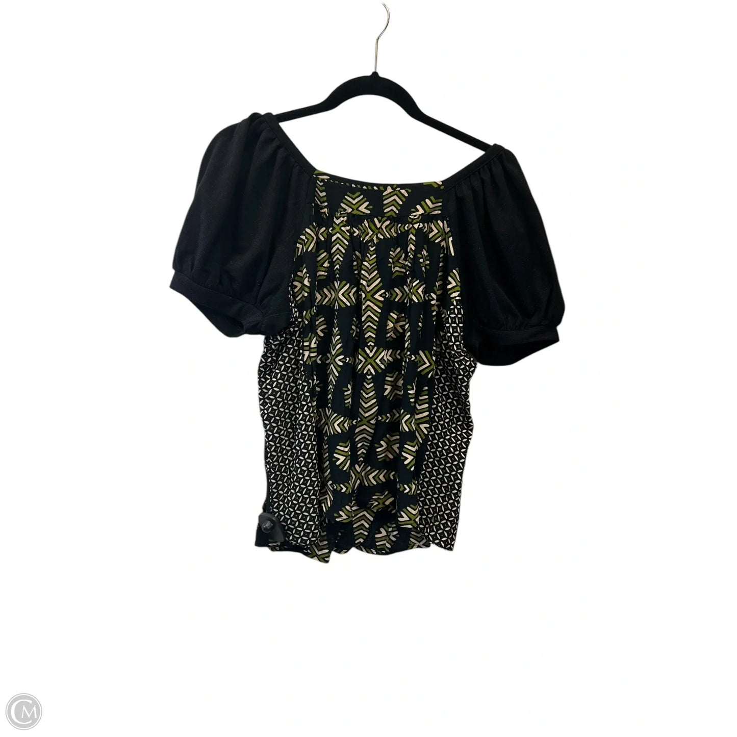Top Short Sleeve Designer By Maeve In Black & Green, Size: S