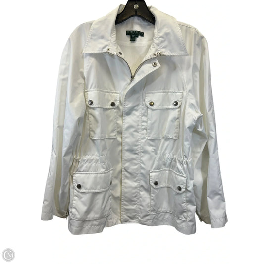 Jacket Windbreaker By Lauren By Ralph Lauren In White, Size: L