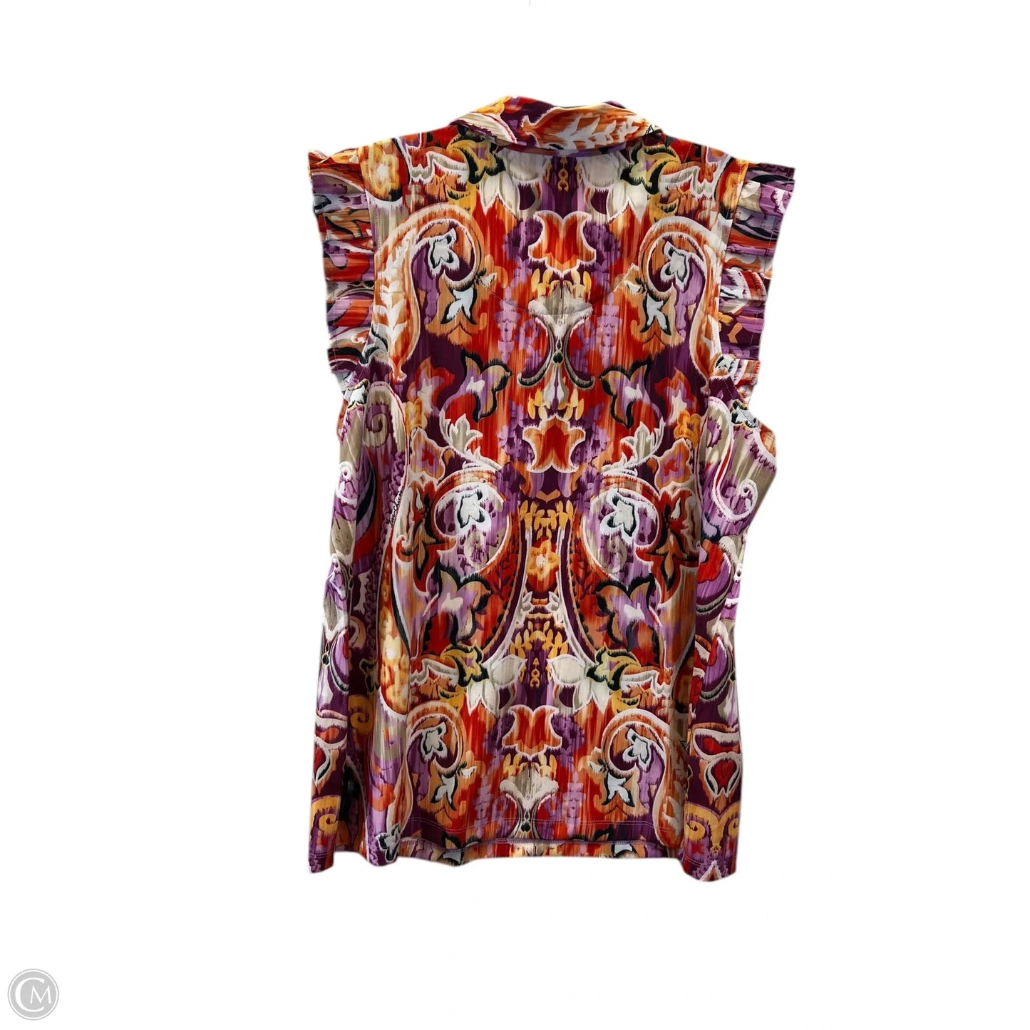 Top Sleeveless By Chicos In Orange & Pink, Size: L
