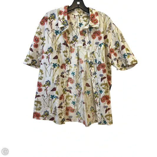 Top Short Sleeve By Anthropologie In Floral Print, Size: Xs