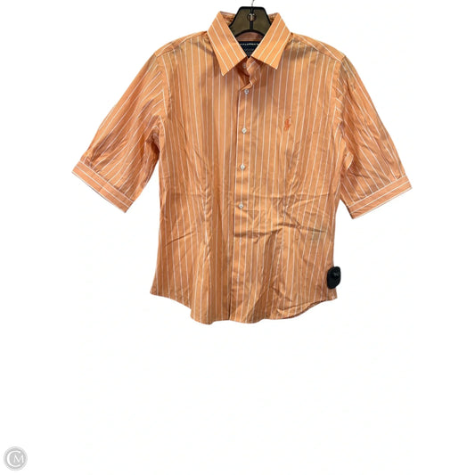 Top Short Sleeve By Ralph Lauren In Orange & White, Size: L