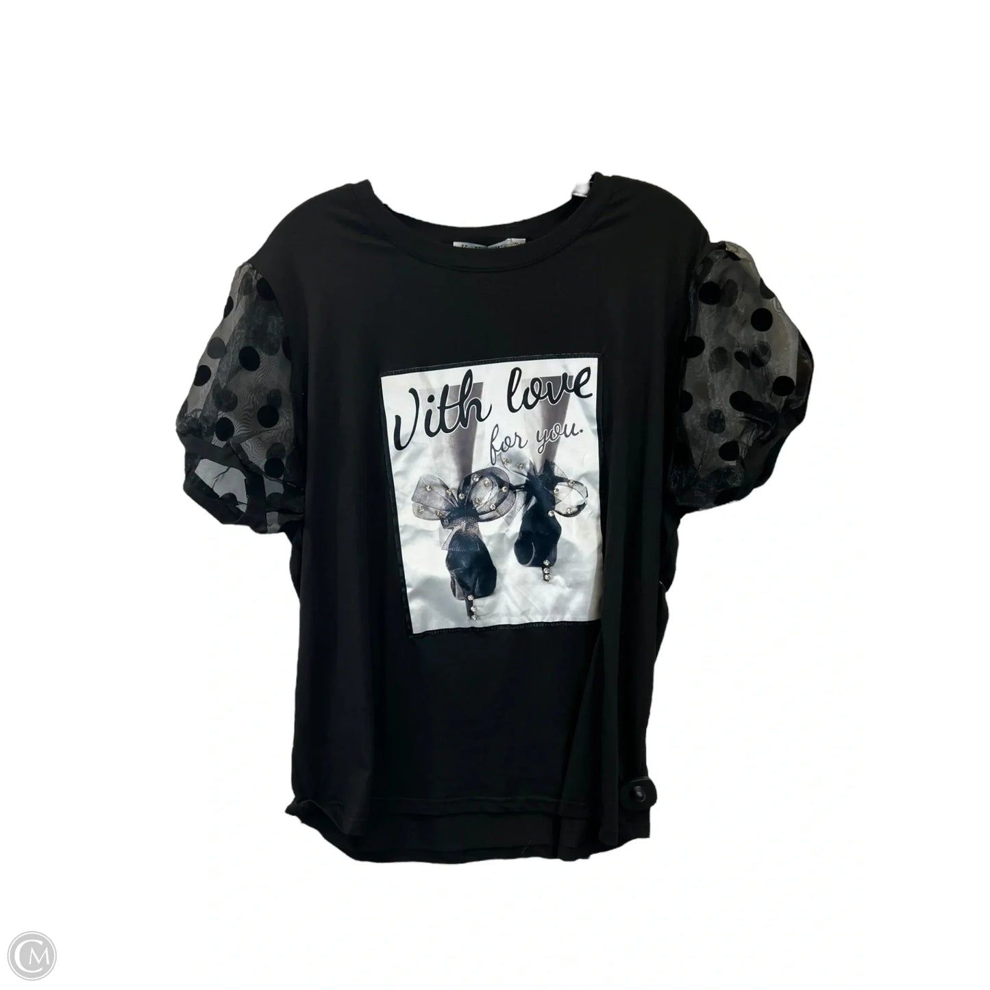 Top Short Sleeve By Cmc In Black & White, Size: 3x