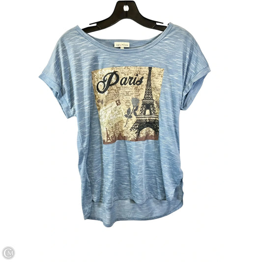 Top Short Sleeve Basic By Sugar & Diamonds In Blue & Brown, Size: L