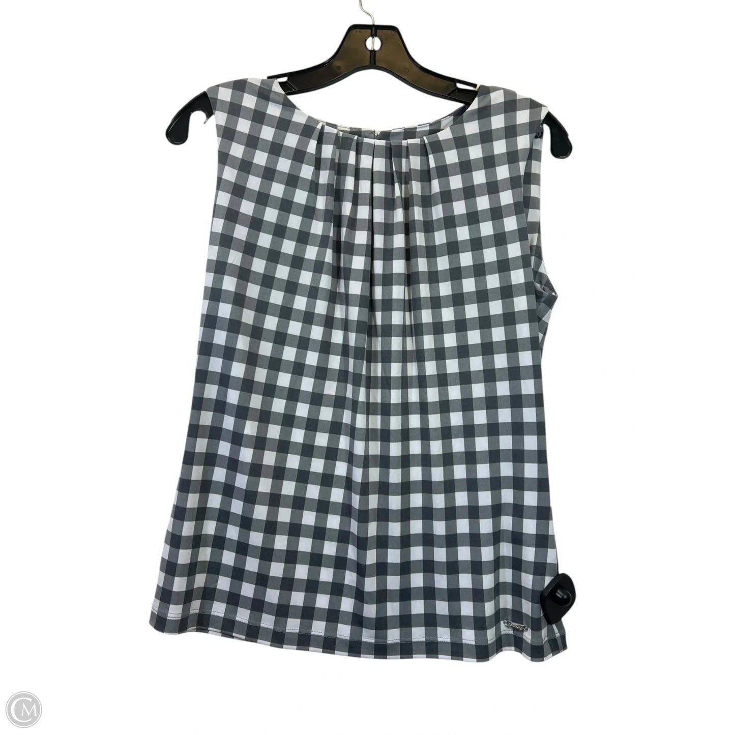 Top Sleeveless By Calvin Klein In Grey & White, Size: S