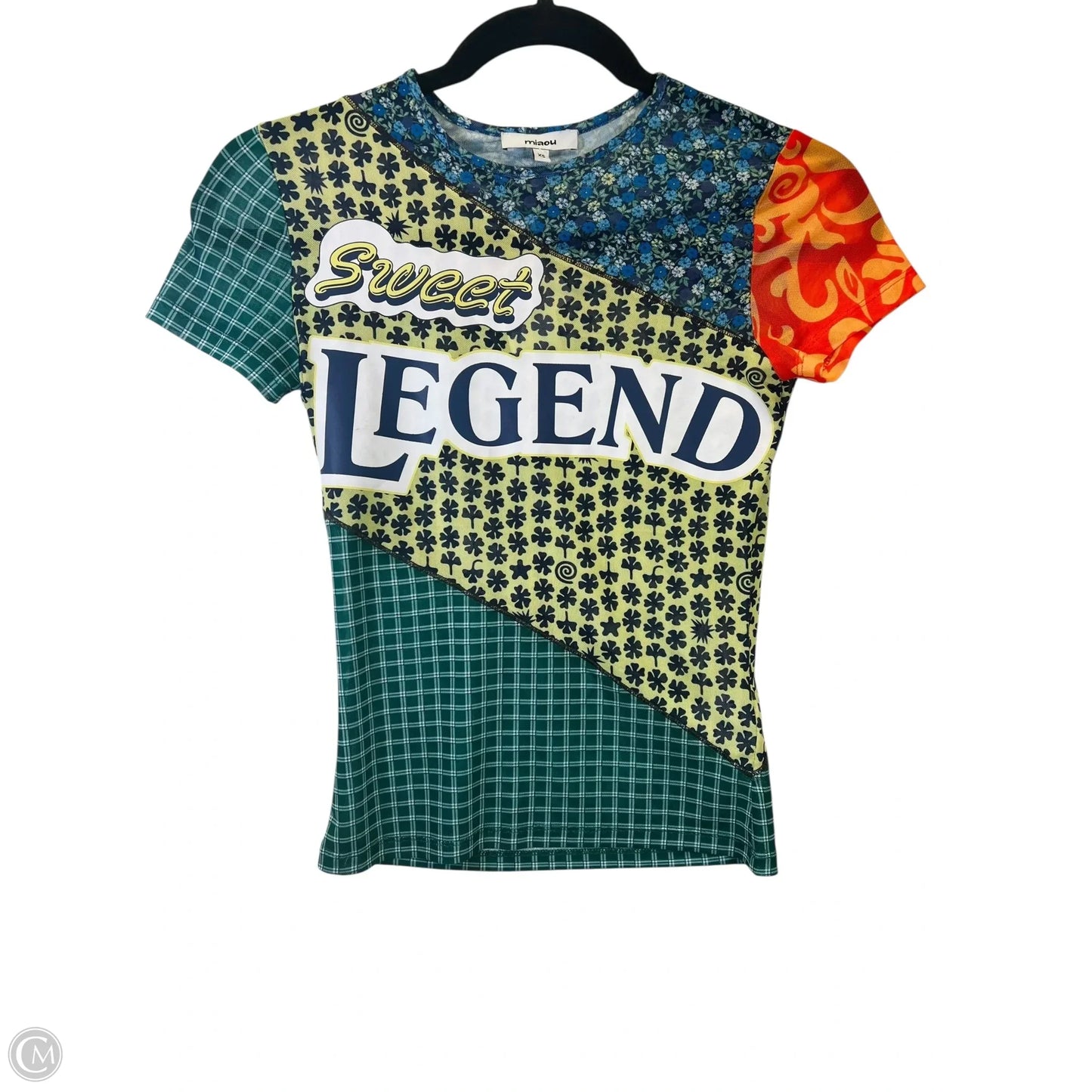 Top Short Sleeve Designer By Miaou In Multi-colored, Size: Xs