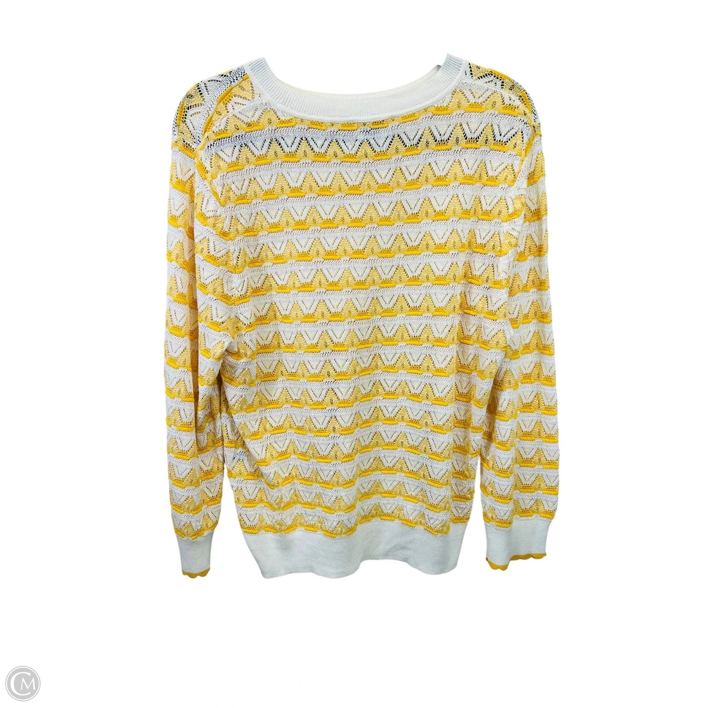Top Long Sleeve Designer By Kate Spade In White & Yellow, Size: Xl
