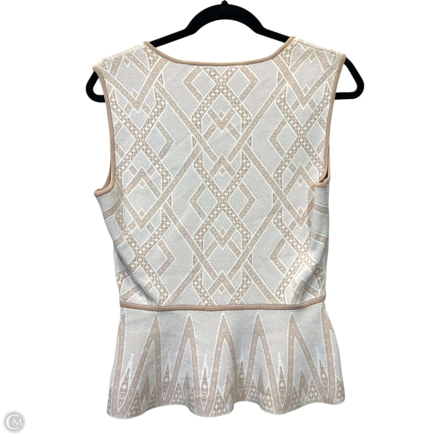 Top Sleeveless Designer By Bcbgmaxazria In Tan & White, Size: M