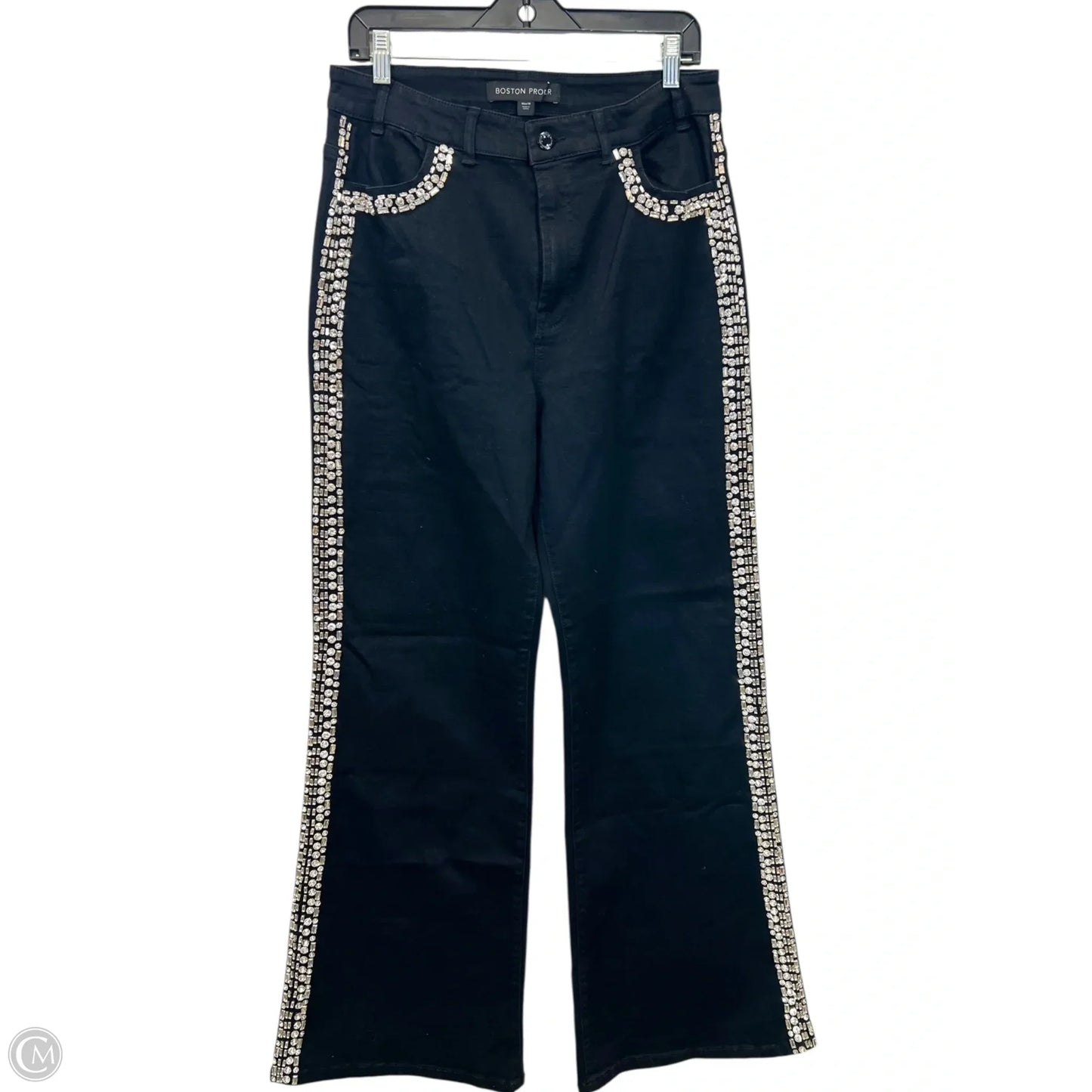 Jeans Straight By Boston Proper In Black Denim, Size: 14