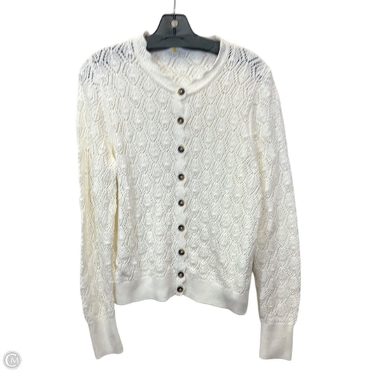 Sweater Cardigan Designer By Boden In Cream, Size: L
