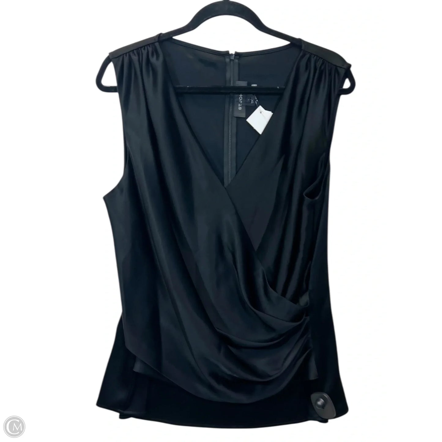 Top Sleeveless Designer By St. John In Black, Size: L