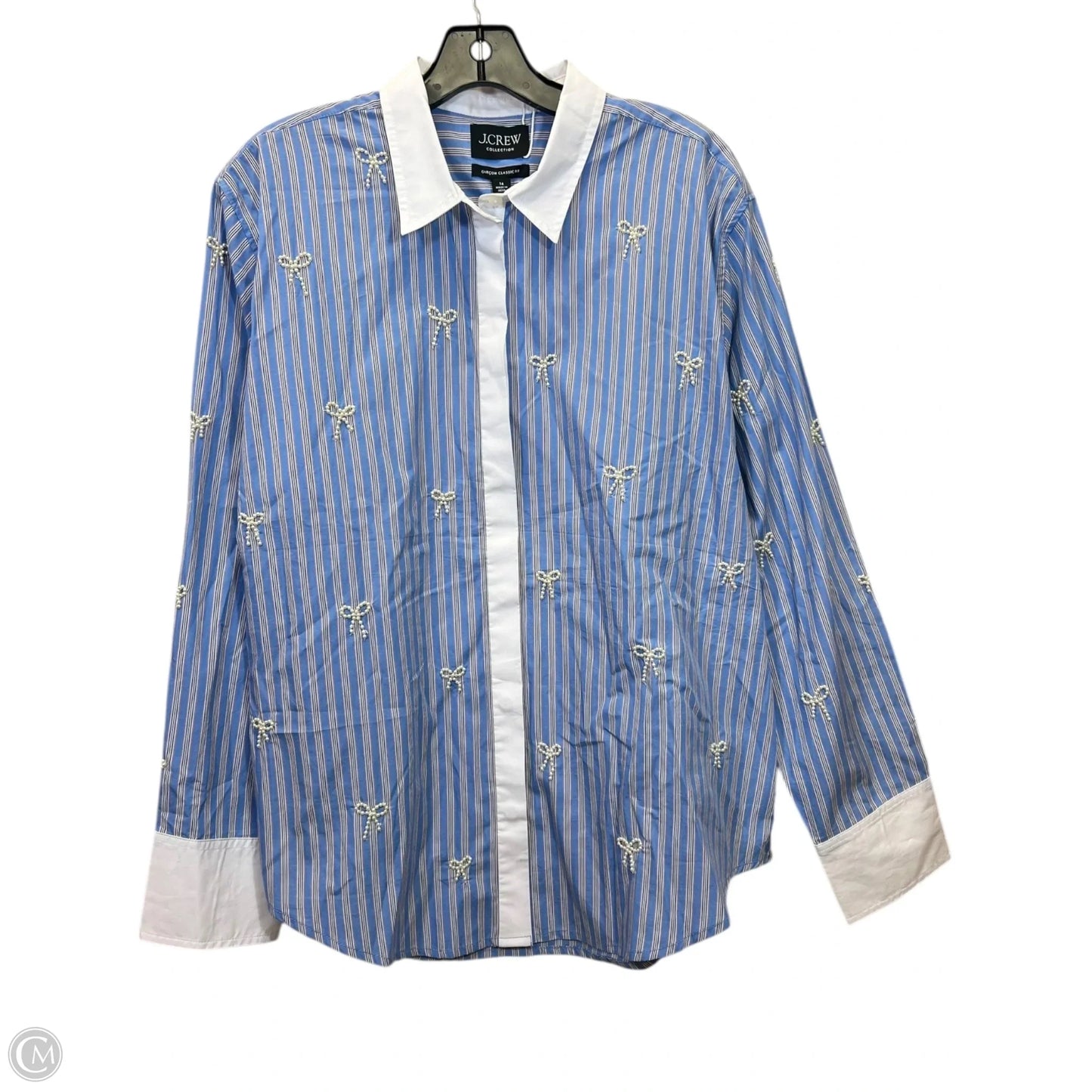 Top Long Sleeve By J. Crew In Blue & White, Size: Xl