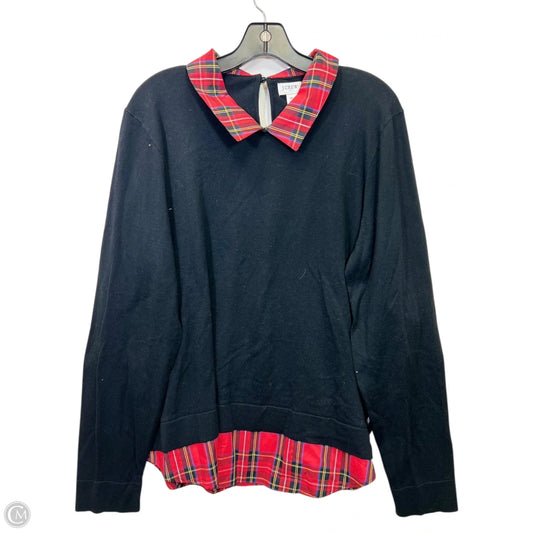 Top Long Sleeve By J. Crew In Black & Red, Size: Xl